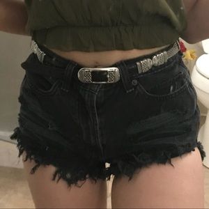 Black ripped high waisted shorts